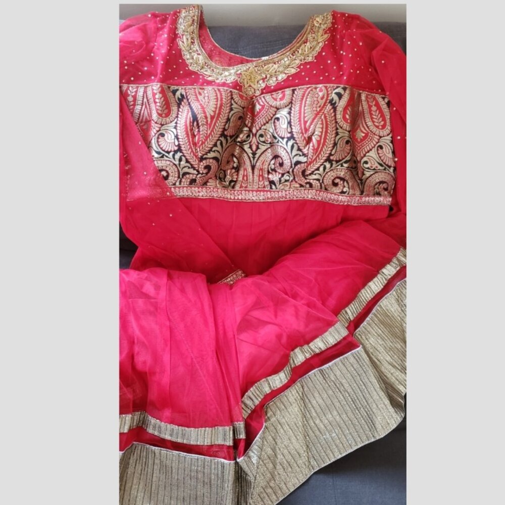 Gorgeous Red Long Sleeve Anarkali